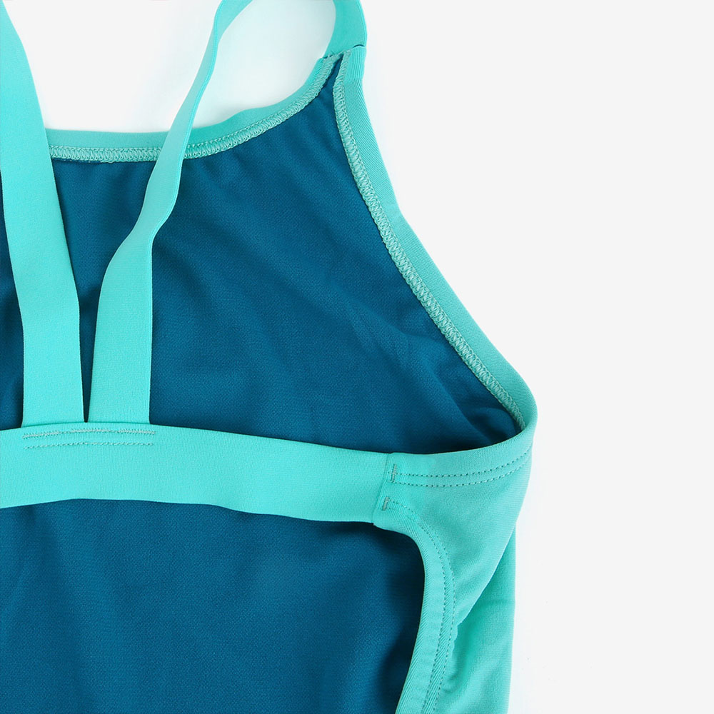 NIKE SWIM Answer Solid Medium Cut Fast Back Swimsuit Bleached Turq [NESSA001-468 Embroidered Logo Women's] 디테일