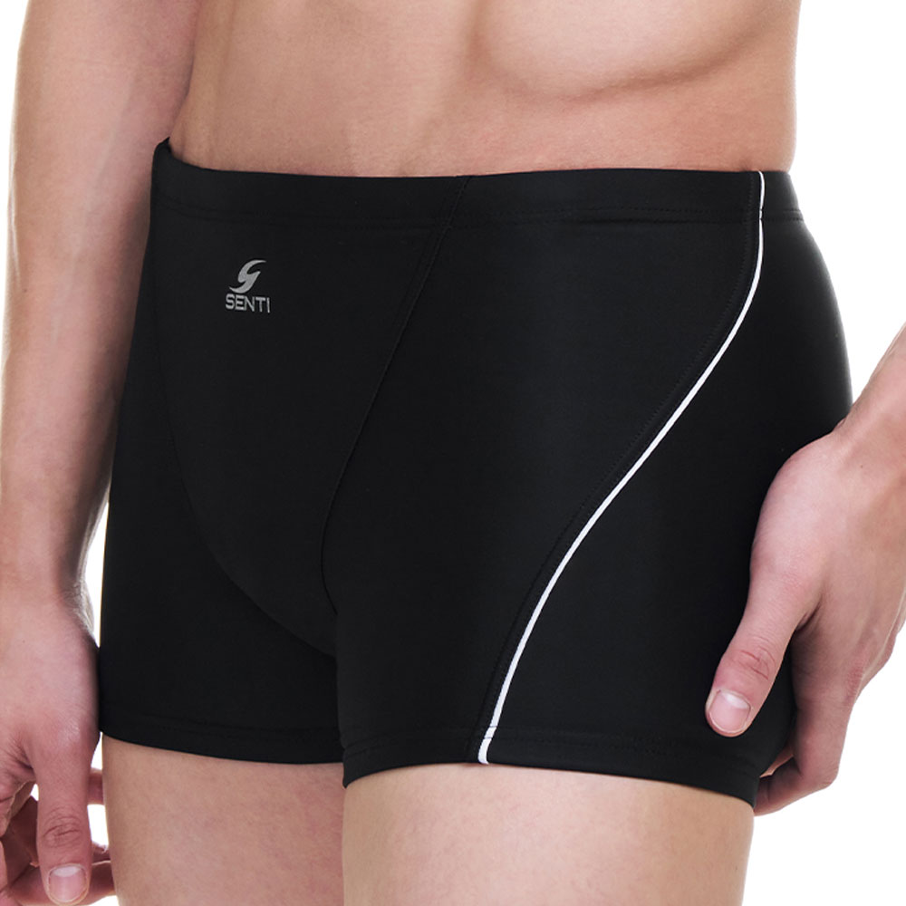 SENTI Men's Modern Basic Square Leg Swimsuit Black White [MSB-21B602 (BK/WH)] 디테일
