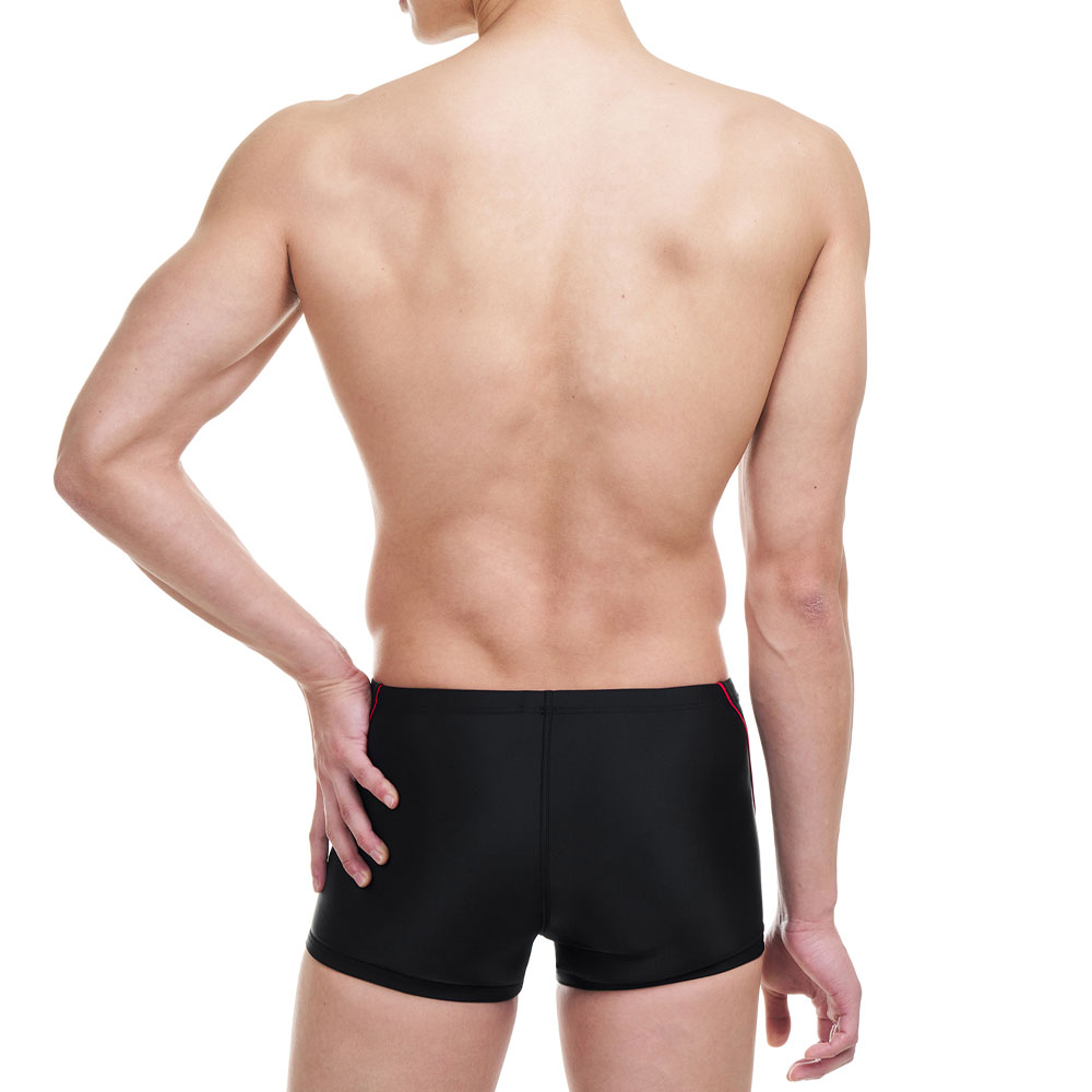 SENTI Men's Modern Basic Square Leg Swimsuit Black Red [MSB-21B603 (BK/RD)]] 디테일