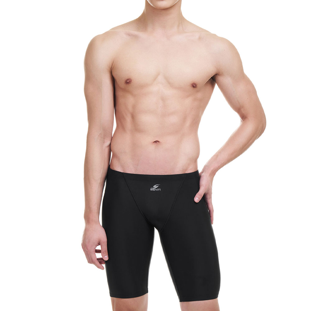SENTI Men's Basic Logo Accent Jammer Swimsuit Black [MSTQ-21B301 (BLK)]