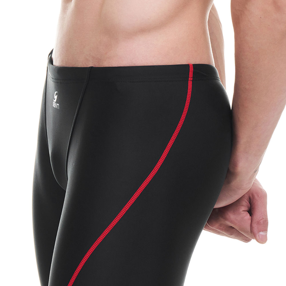 SENTI Men's Modern Basic Jammer Swimsuit Black Red [MSTQ-21B303 (BK/RD)] 디테일