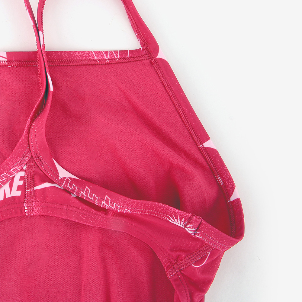 NIKE SWIM Galaxia Racer Back Swimsuit Rush Pink [NESSF017-687 Embroidered Logo Women's Indoor Swimsuit] 디테일
