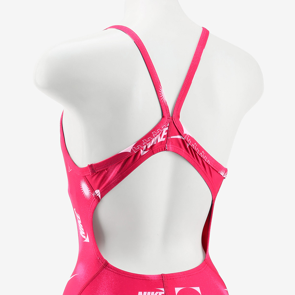 NIKE SWIM Galaxia Racer Back Swimsuit Rush Pink [NESSF017-687 Embroidered Logo Women's Indoor Swimsuit] 디테일
