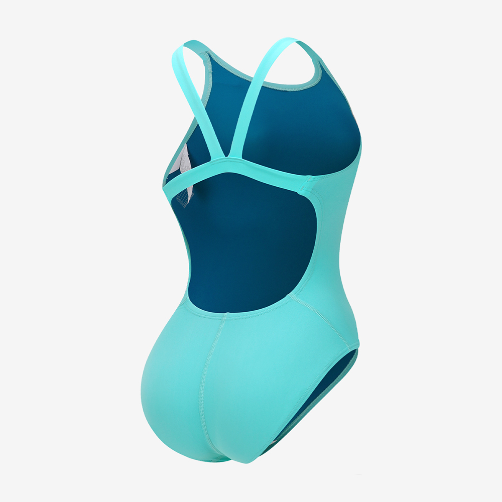 NIKE SWIM Answer Solid Medium Cut Fast Back Swimsuit Bleached Turq [NESSA001-468 Embroidered Logo Women's] 디테일