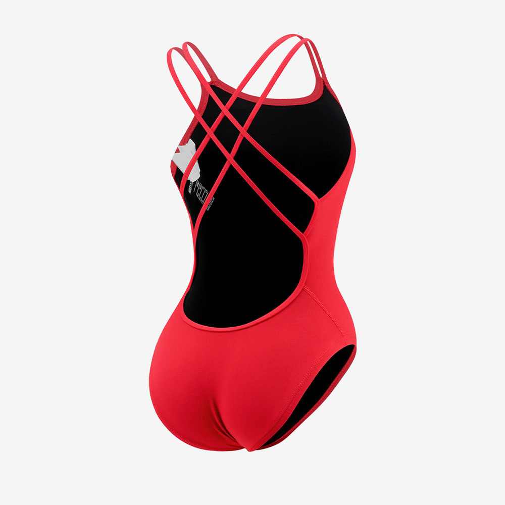 NIKE SWIM Answer Solid Spider Back Swimsuit University Red [NESSA003-614 Embroidered Logo Women's Swimsuit] 디테일