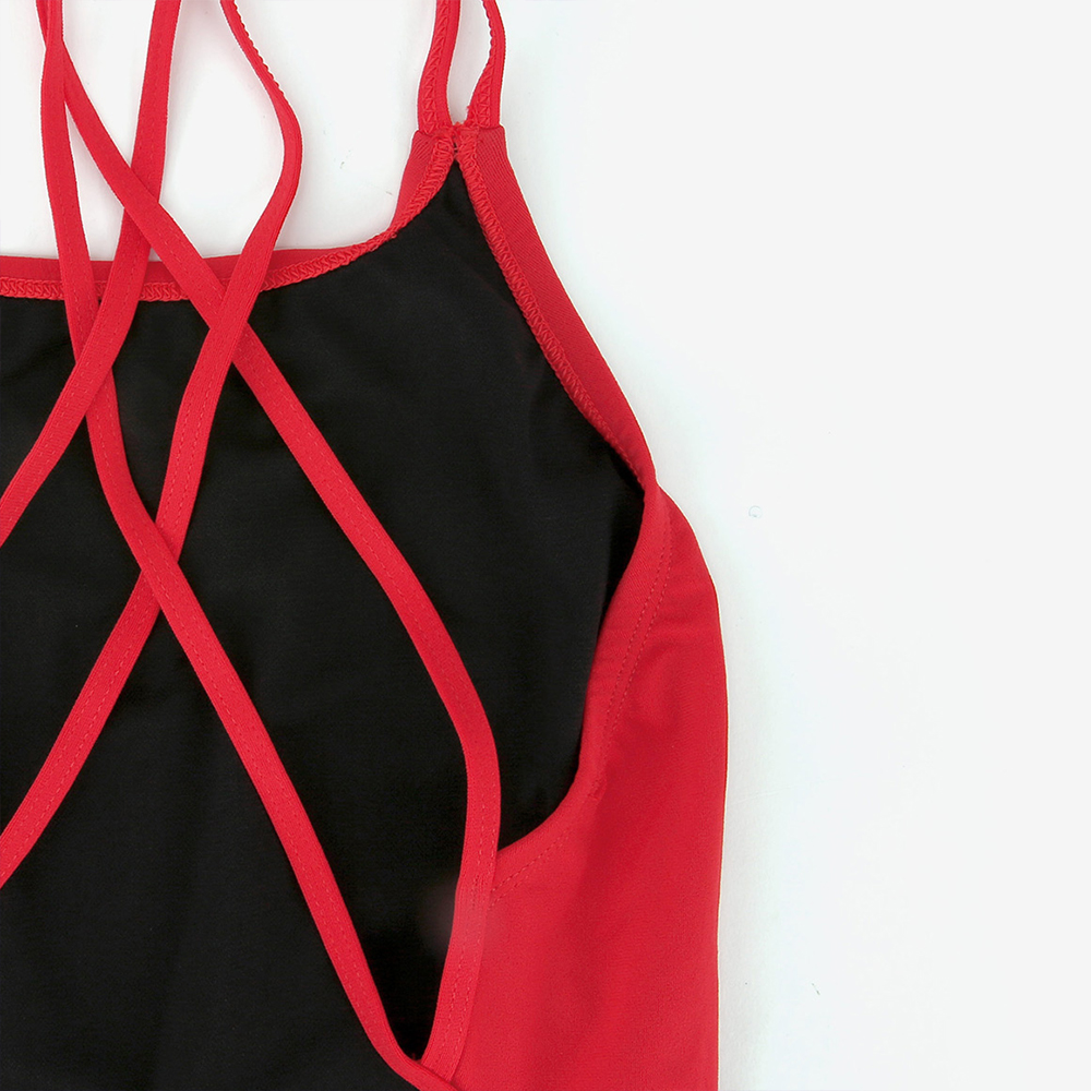 NIKE SWIM Answer Solid Spider Back Swimsuit University Red [NESSA003-614 Embroidered Logo Women's Swimsuit] 디테일