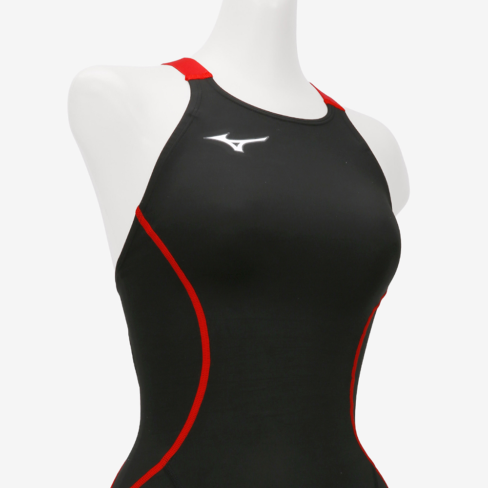 MIZUNO GX ソニックストリーム 半身 レース Open バック 水着 ブラックレッド [N2MGC72496 FINA レディース] 디테일