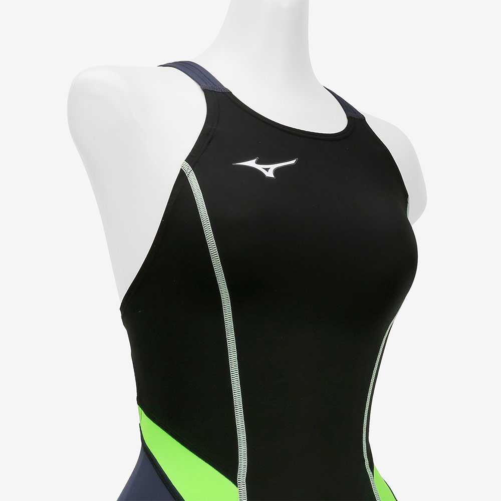MIZUNO GX Sonic Stream Two-Tone reply race Open Back Swimsuit Black Charcoal [N2MGC72590 FINA Women's ] 디테일