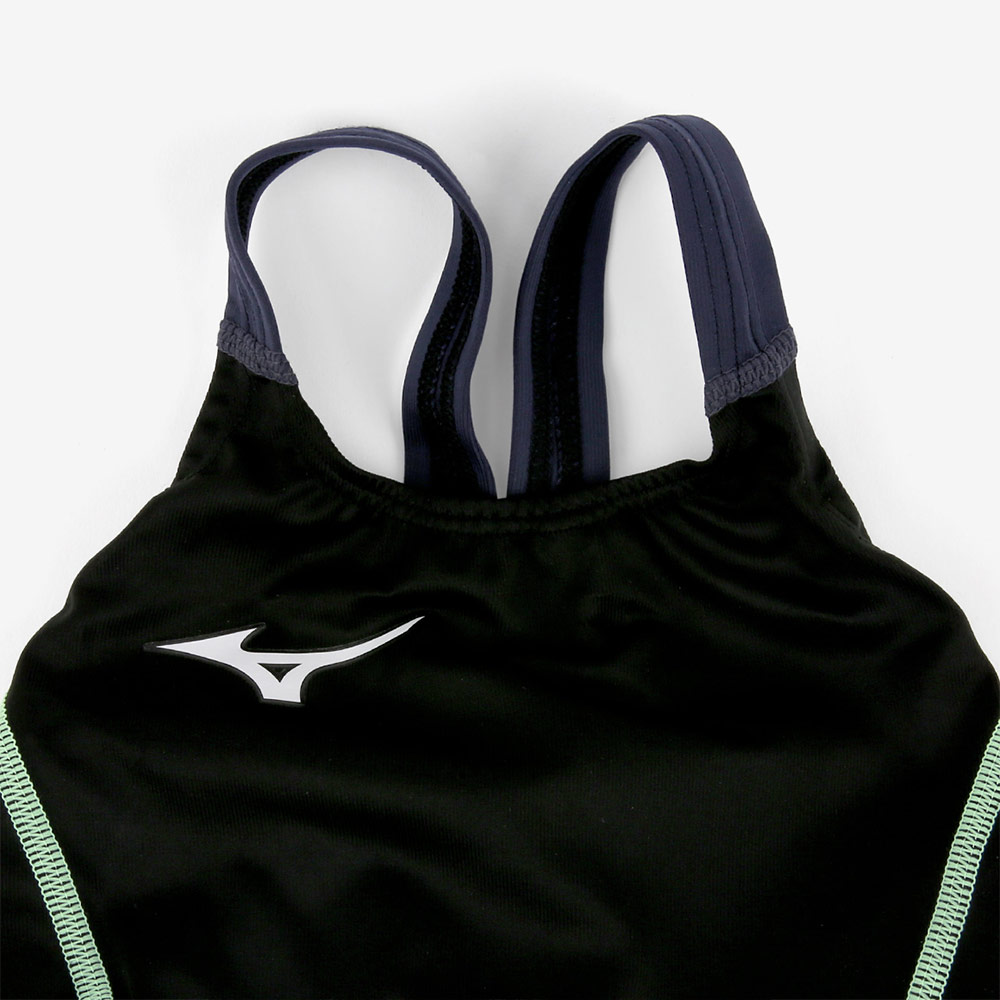 MIZUNO GX Sonic Stream Two-Tone reply race Open Back Swimsuit Black Charcoal [N2MGC72590 FINA Women's ] 디테일
