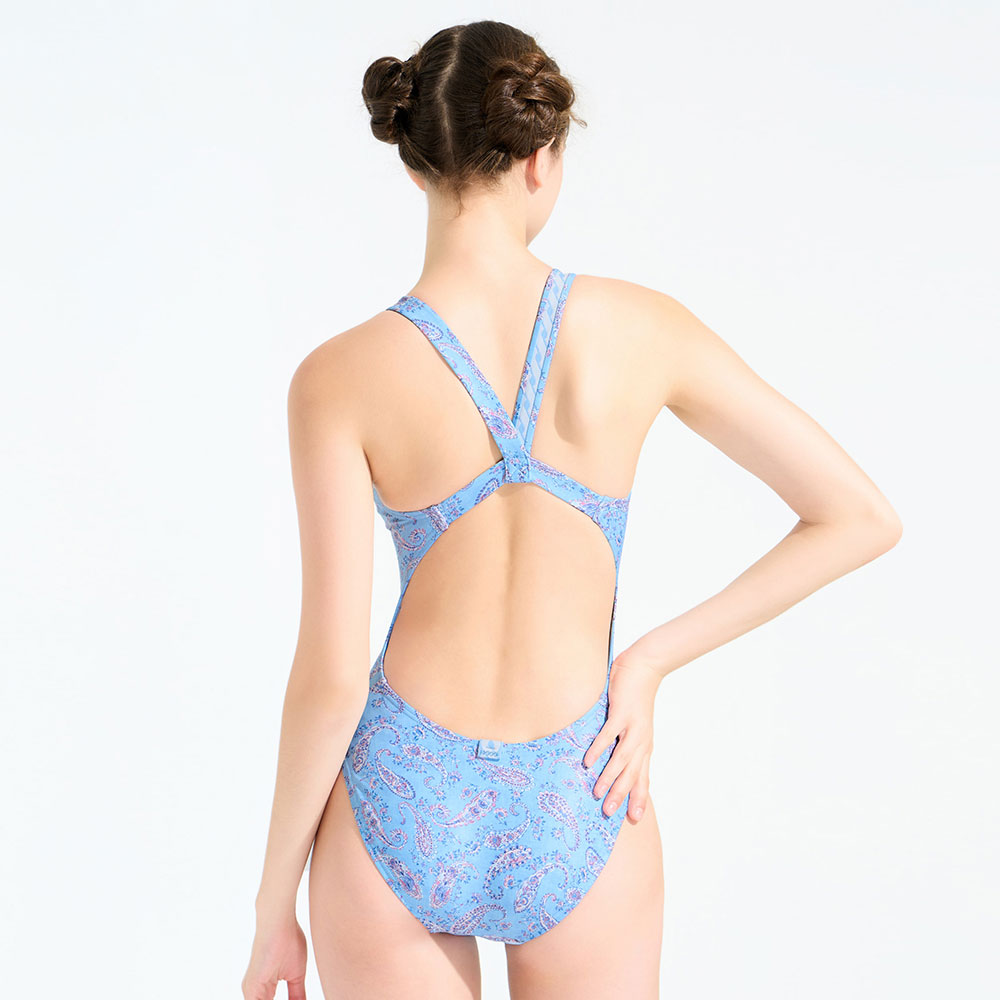 723 High V-Back Swimsuit Sky Paisley