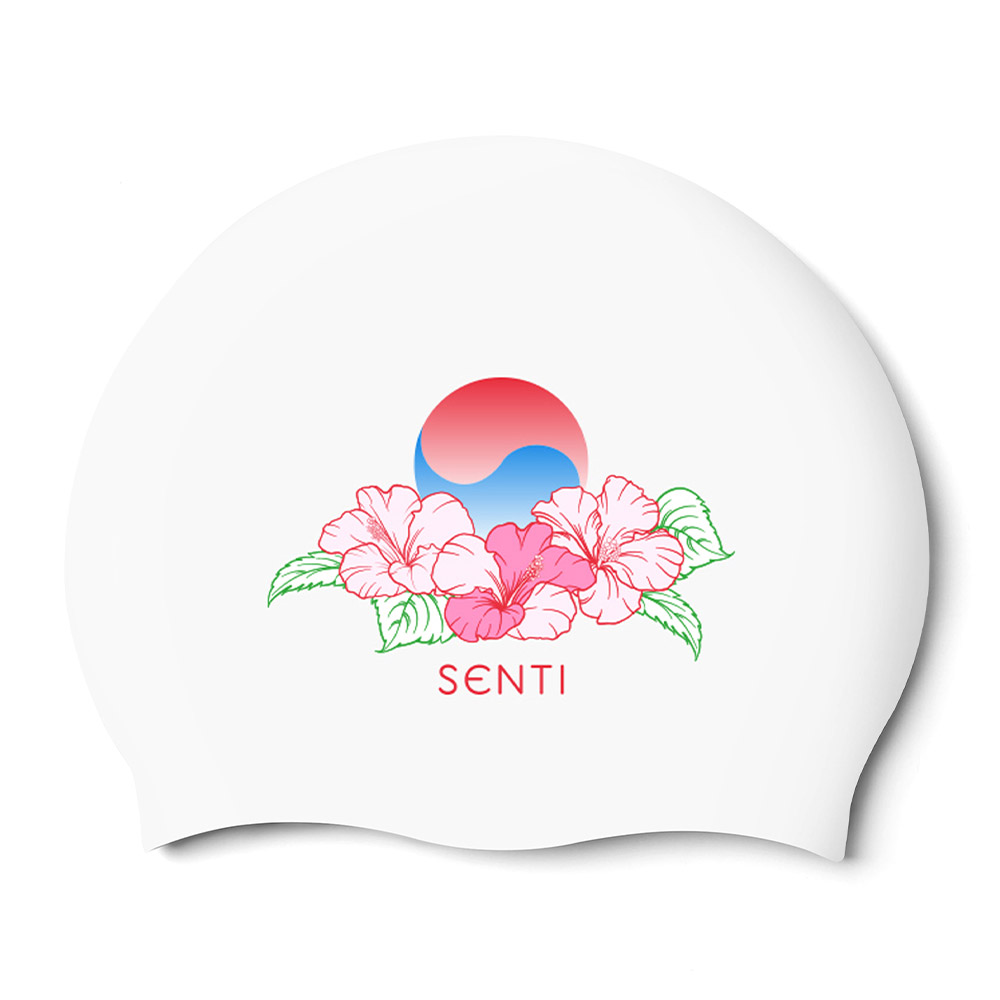 SENTI Bloom korea Silicone Swim Cap white [SC-2608] 상품컷