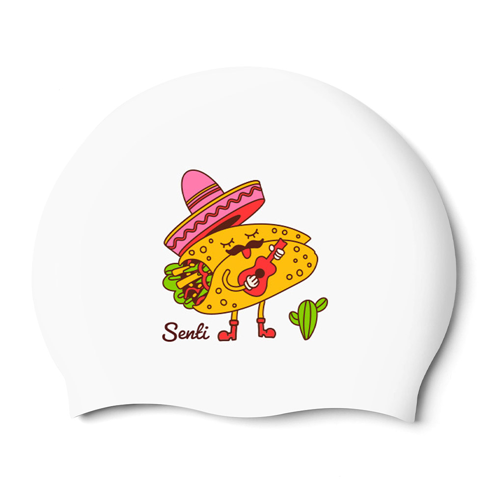 SENTI Taco Boy Silicone Swim Cap white [SC-2613] 상품컷