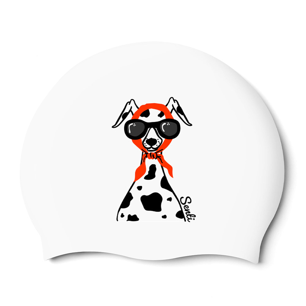 SENTI Dalmatians Silicone Swim Cap white [SC-2617] 상품컷