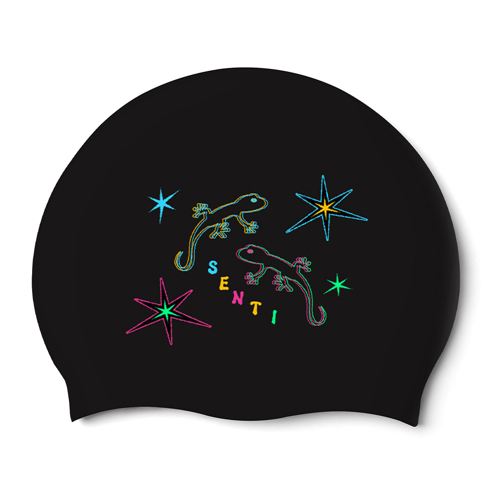 SENTI Lizard Silicone Swim Cap black [SC-2621] 상품컷