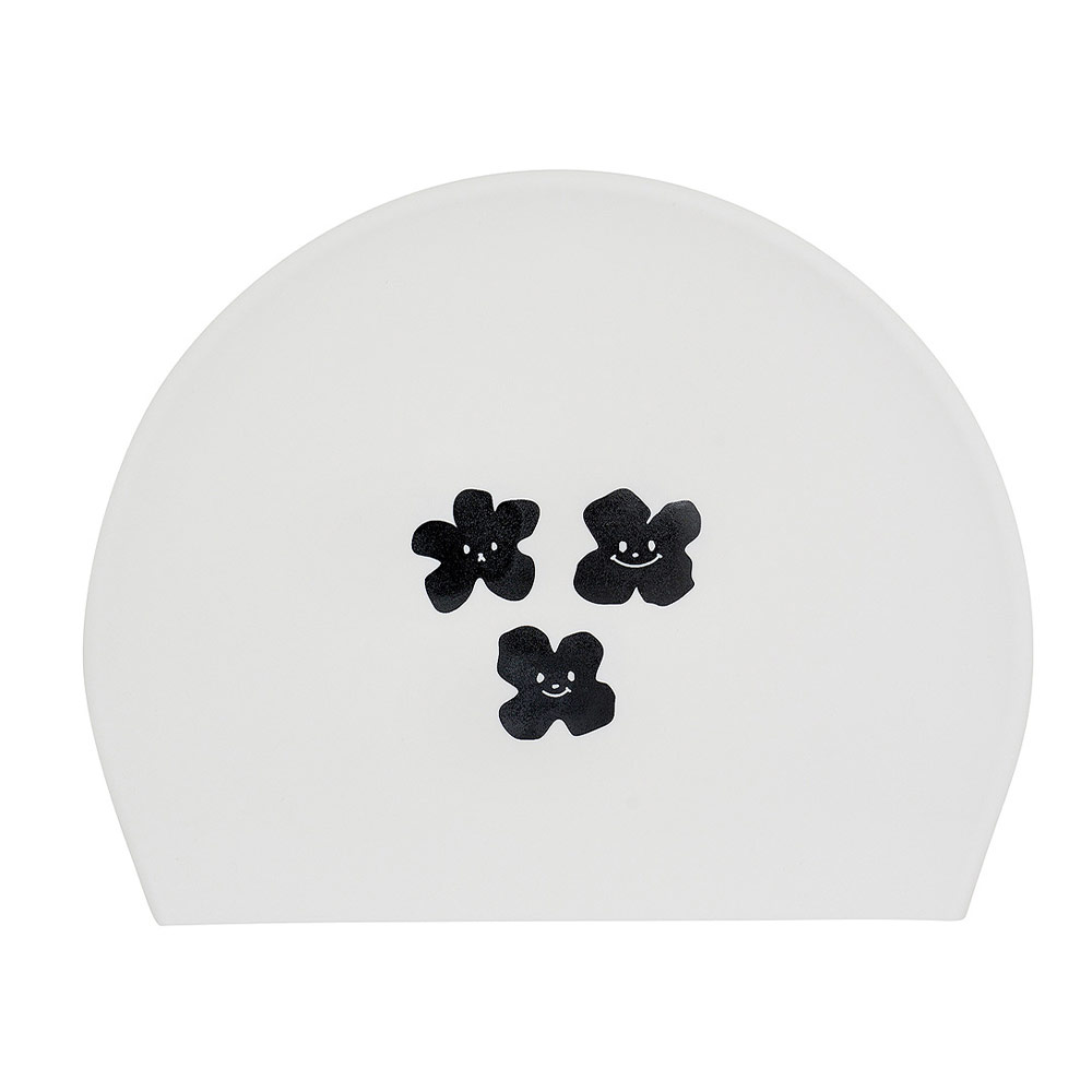 HOOG Black Flower Silicone Swim Cap white [SSC842] 상품컷