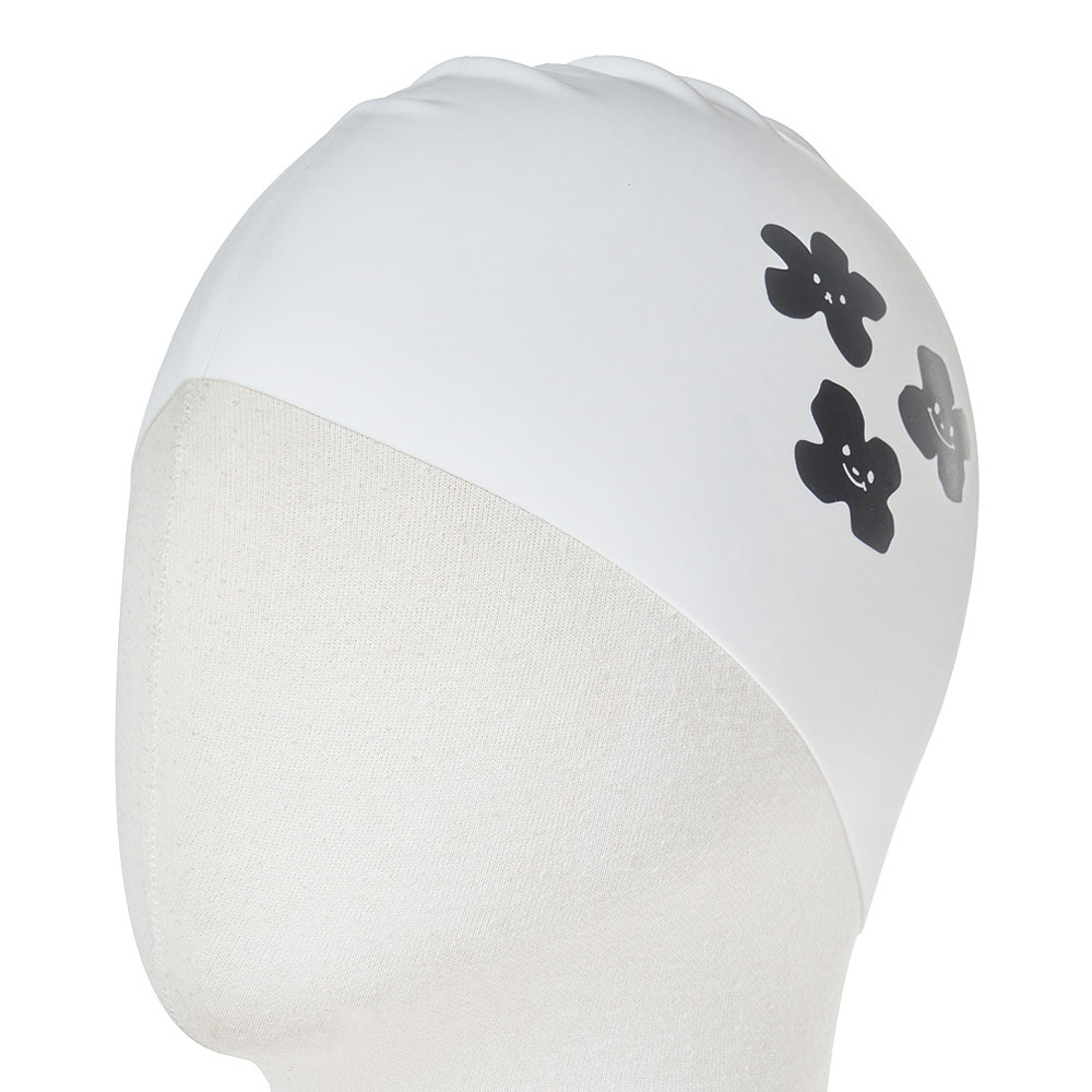HOOG Black Flower Silicone Swim Cap white [SSC842] 디테일