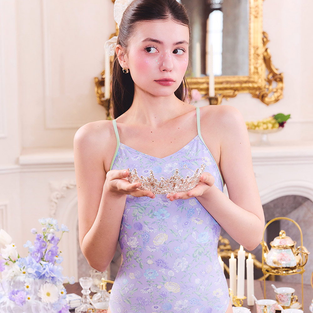 KITSCH PITCH Mademoiselle drop Cross Back Swimsuit Purple [KG1LST004 Women's ] 디테일