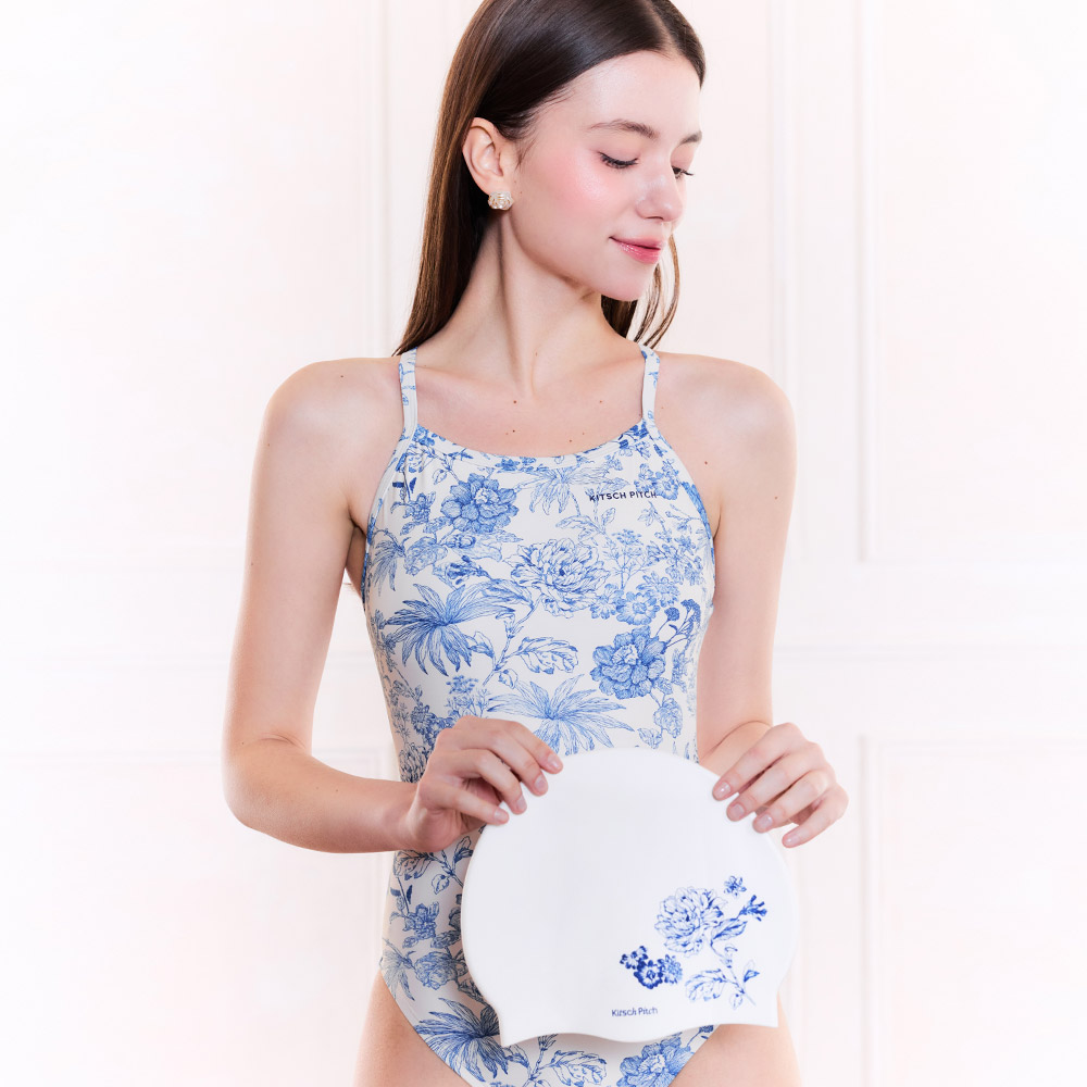 KITSCH PITCH Twal J'adore Cross Back Swimsuit Blue [KG1LST008 Women's ] 디테일