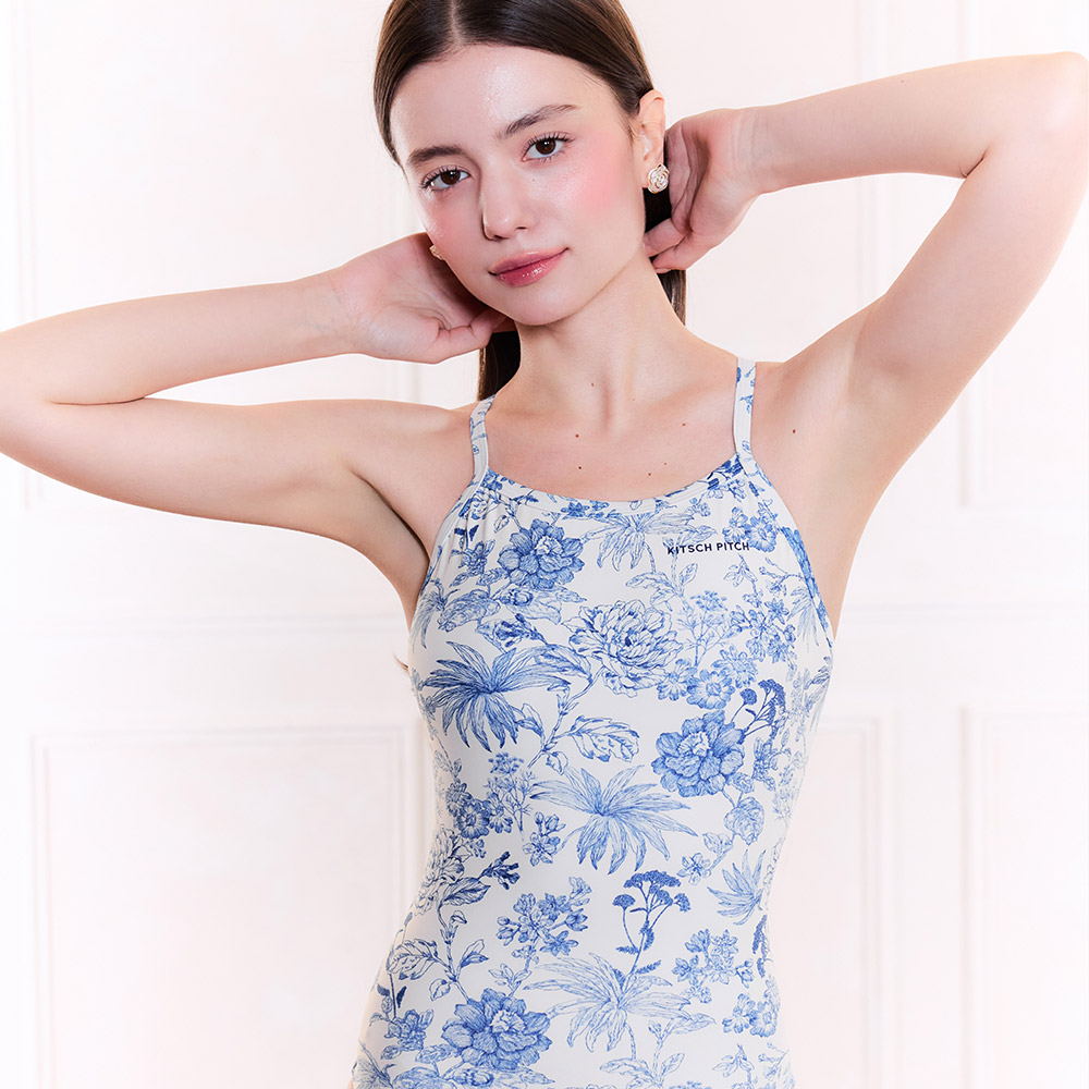 KITSCH PITCH Twal J'adore Cross Back Swimsuit Blue [KG1LST008 Women's ] 디테일