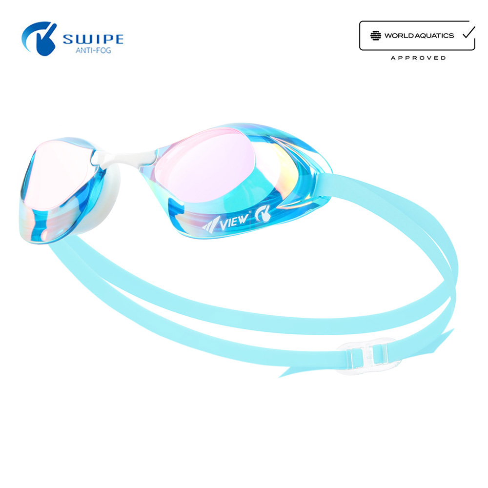 VIEW BladeNX Swipe ミラー 水泳ゴーグル アクアマリン ピンク [V250ASAM(AMP) WA承認 Antifog くもり止め]