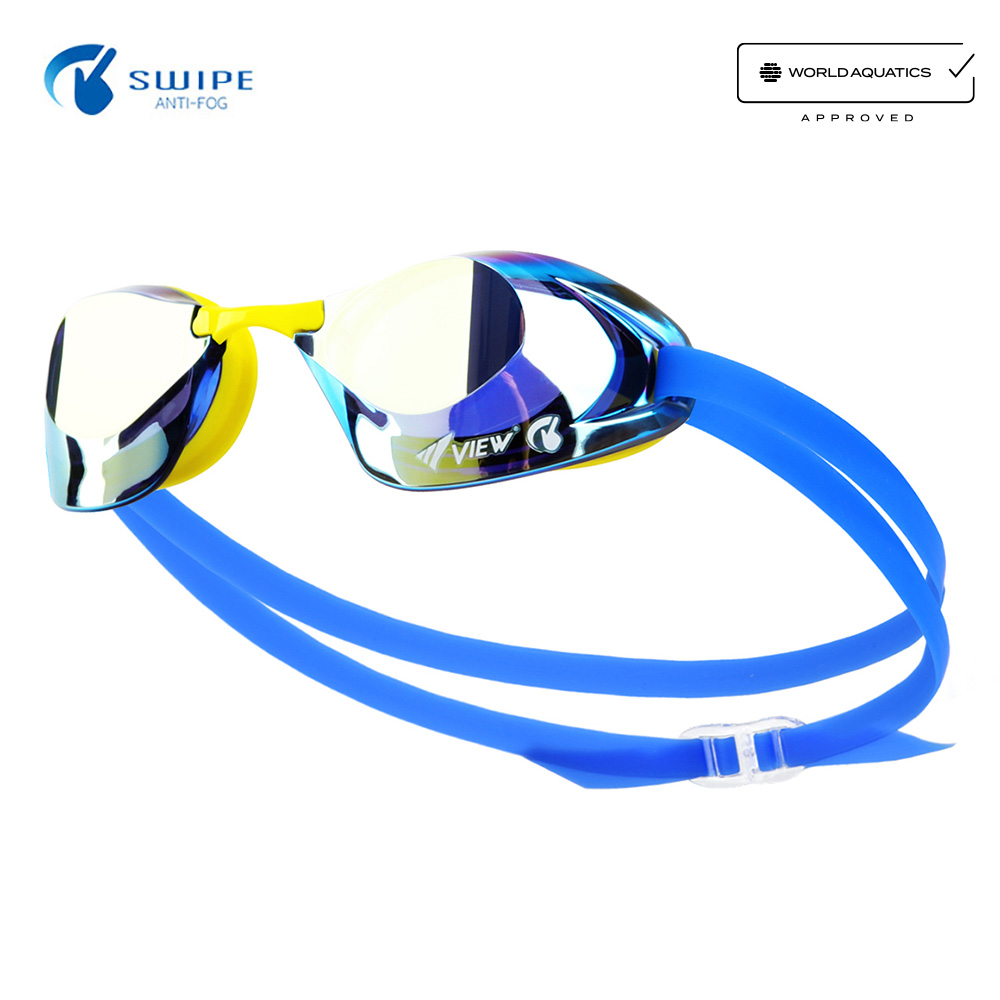 VIEW BladeNX Swipe ミラー 水泳ゴーグル ブルーイエロー [V250ASAM(CBLY) WA承認 Antifog くもり止め]