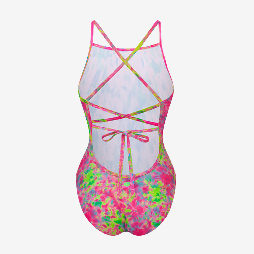 SENTI Sunburst double Cross Tie Back Swimsuit pink [WSM-26910 Women's ] 디테일
