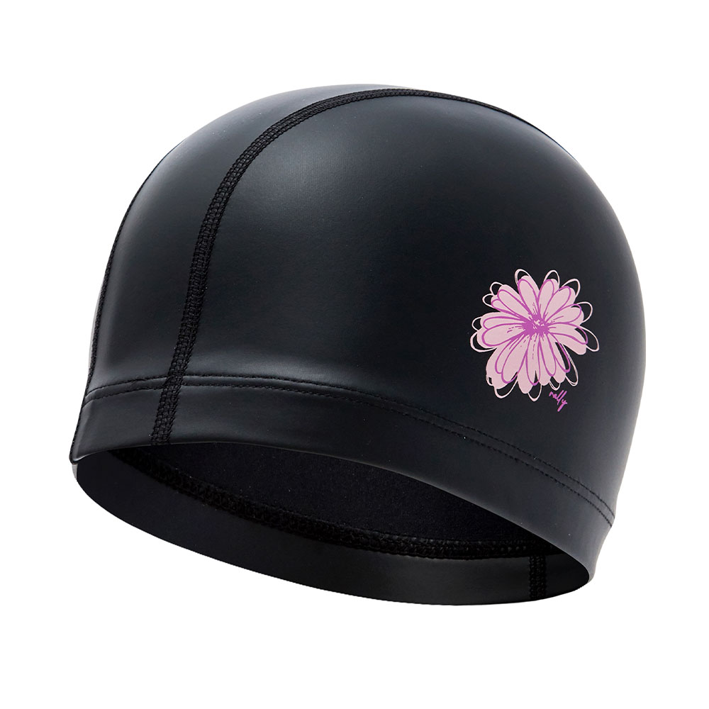 RALLY Flower PU Coating Swim Cap black [RRUC517(BLK)]