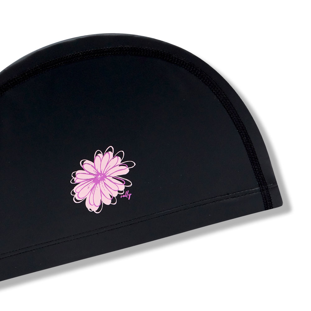 RALLY Flower PU Coating Swim Cap black [RRUC517(BLK)] 디테일
