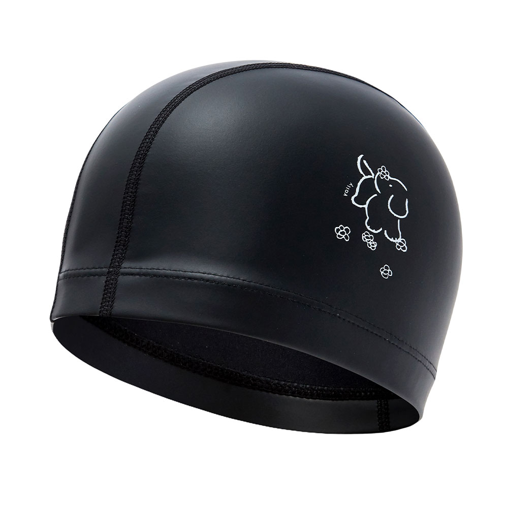 RALLY 子犬と 花 PUコーティング スイムキャップ ブラック [RRUC510(BLK)] 상품컷