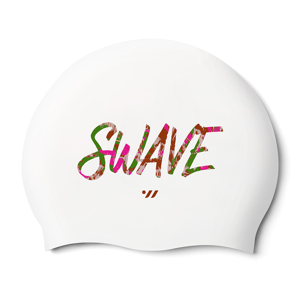 Rough letter Silicone Swim Cap pink