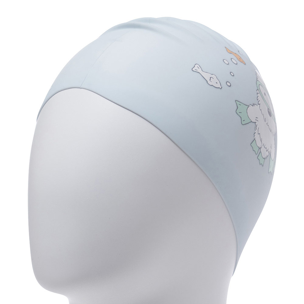 Swimming Terrier Silicone Swim Cap light blue