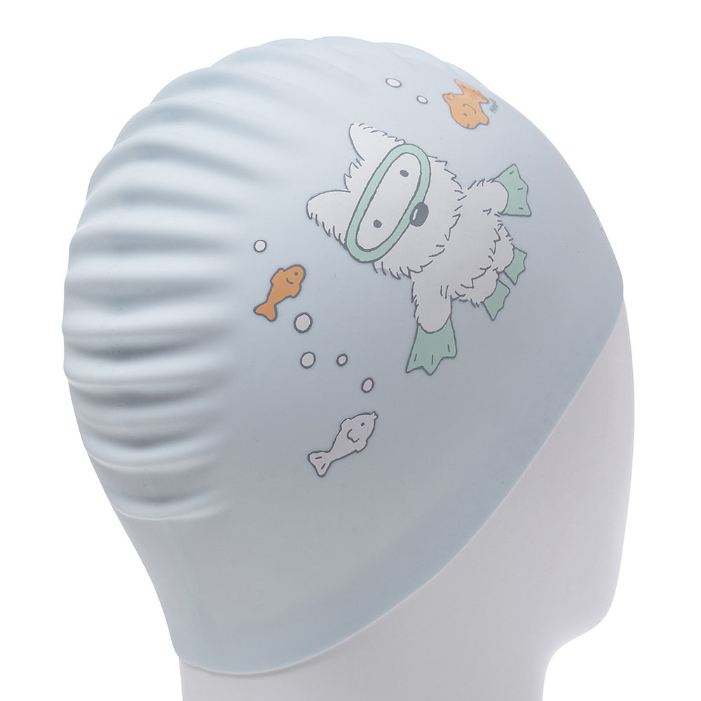 HOOG Swimming Terrier Silicone Swim Cap light blue [SSC873] 디테일