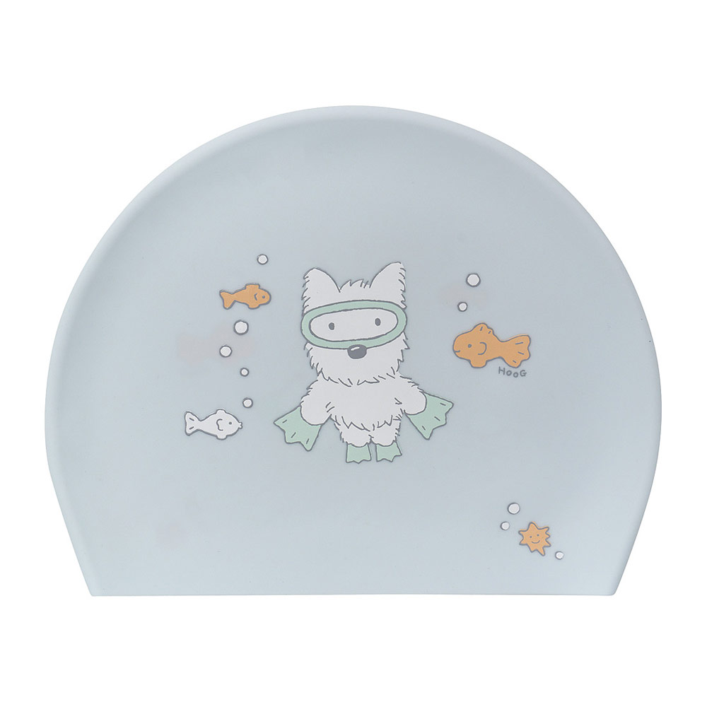 Swimming Terrier Silicone Swim Cap light blue