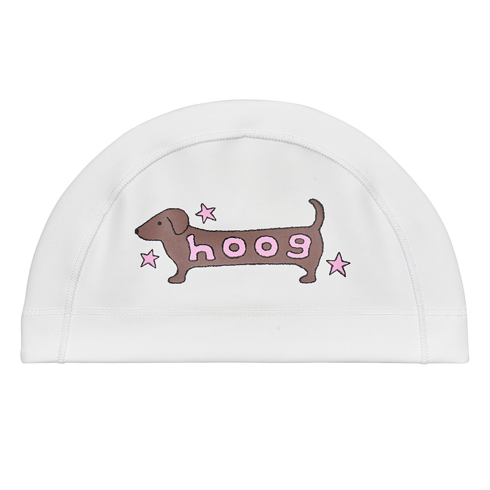 HOOG Dachshund Silicone Coated Swim Cap white [SCC880] 상품컷