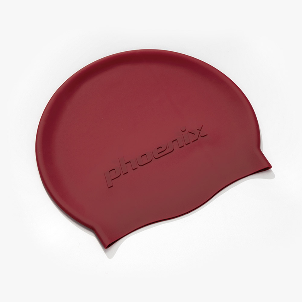 PHOENIX Emboss Logo Silicone Swim Cap Burgundy red [PCS-06(BRD)]