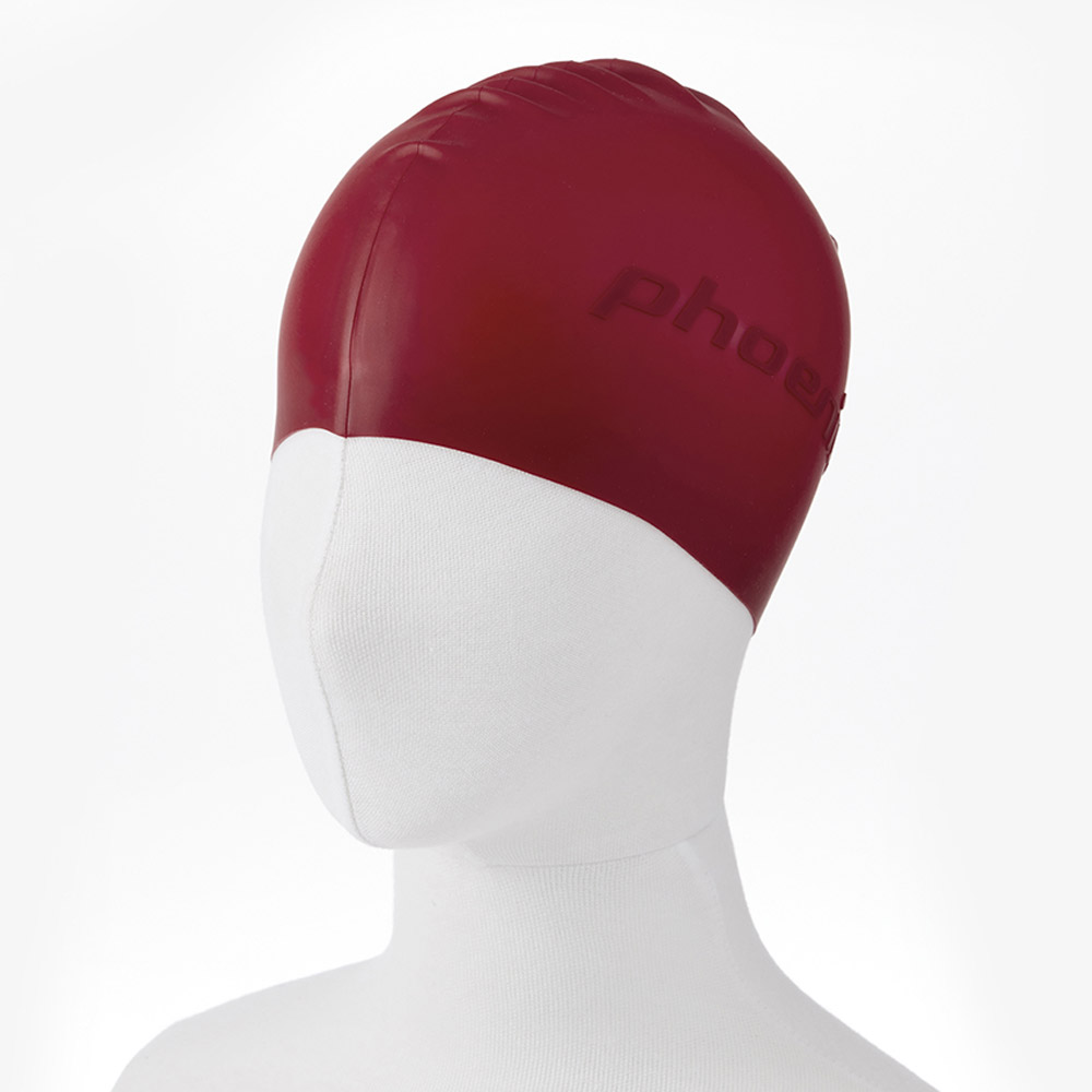 PHOENIX エンボ ロゴ シリコン スイムキャップ バーガンディレッド [PCS-06(BRD)] 디테일