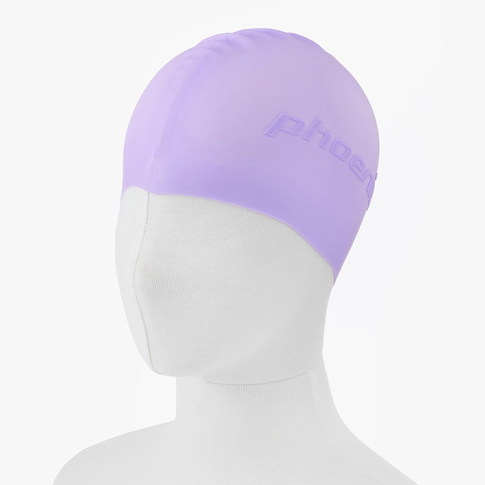 PHOENIX Emboss Logo Silicone Swim Cap lavender purple [PCS-06(LVP)] 디테일