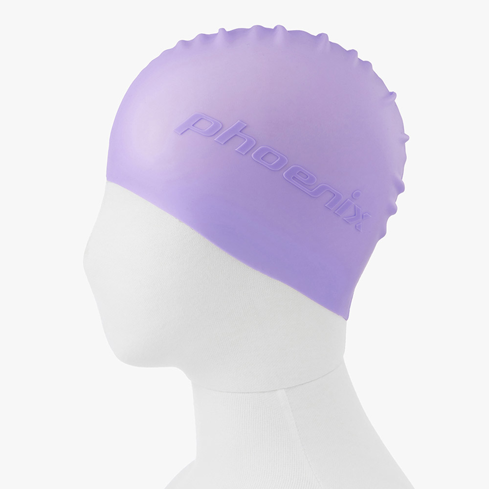 PHOENIX Emboss Logo Silicone Swim Cap lavender purple [PCS-06(LVP)] 디테일