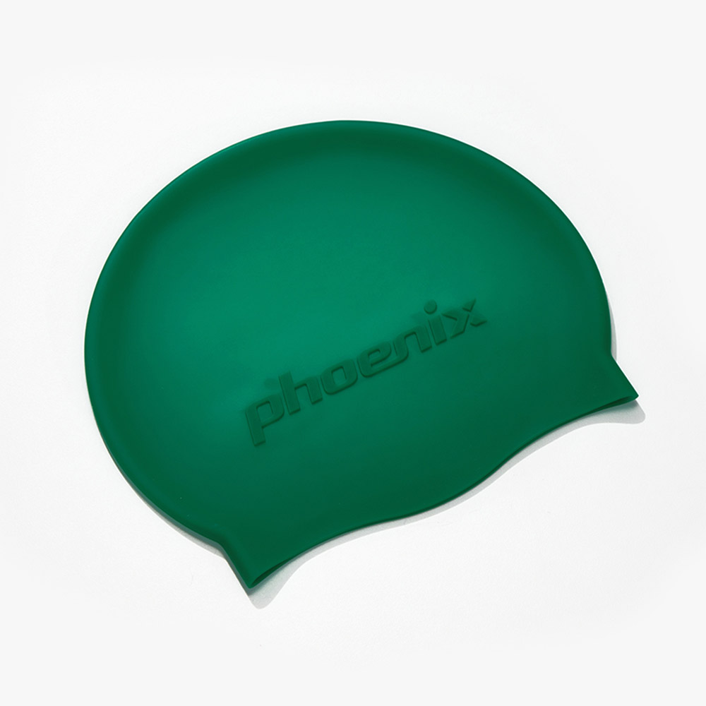 PHOENIX Emboss Logo Silicone Swim Cap Deep green [PCS-06(DGN)]