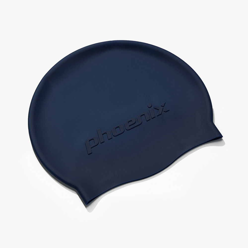 PHOENIX Emboss Logo Silicone Swim Cap Dark Navy [PCS-06(DNV)]