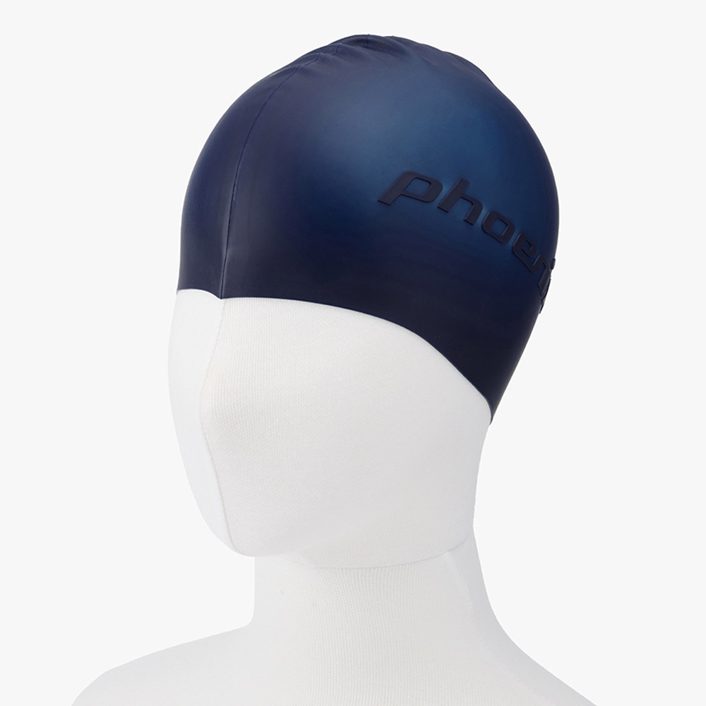 PHOENIX Emboss Logo Silicone Swim Cap Dark Navy [PCS-06(DNV)] 디테일