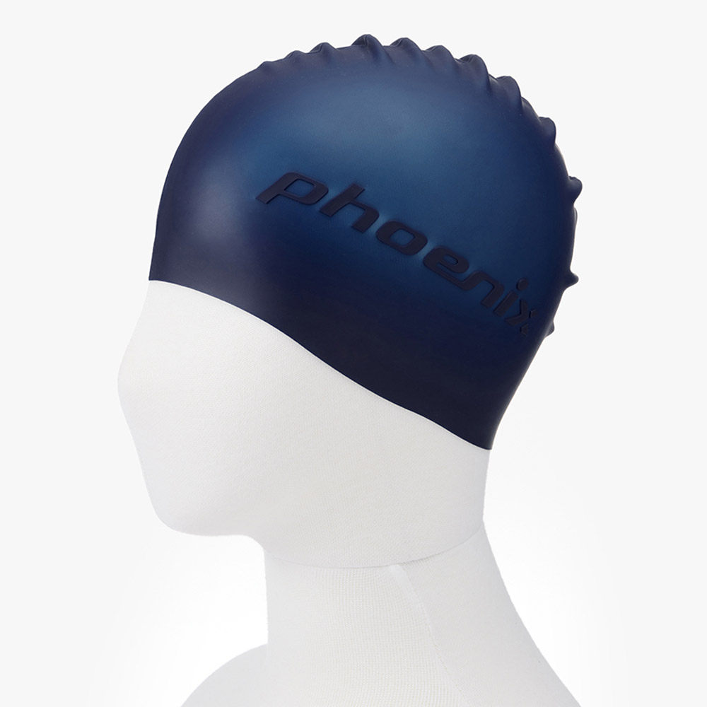 PHOENIX Emboss Logo Silicone Swim Cap Dark Navy [PCS-06(DNV)] 디테일