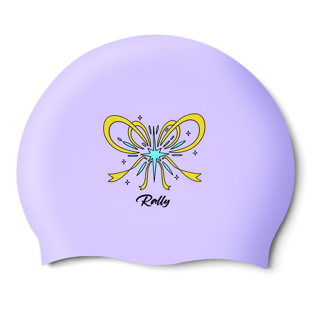 RALLY Twinkle ribbon Silicone Swim Cap light purple [RRUC507(LPL)]