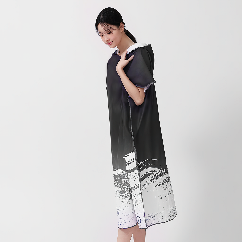TAPONY installment poncho Black Wave