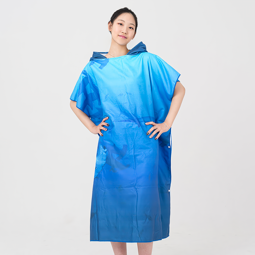 STM TAPONY installment poncho Blue Shark [Unisex Beachwear]