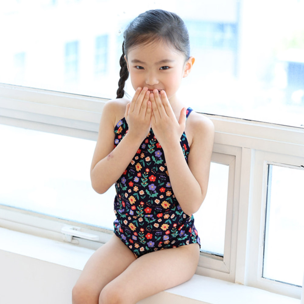 LEMANGO Kids Colorful Art Garden Open Back Swimsuit dark purple [LSGON10006748 Girls' Swimwear] 디테일