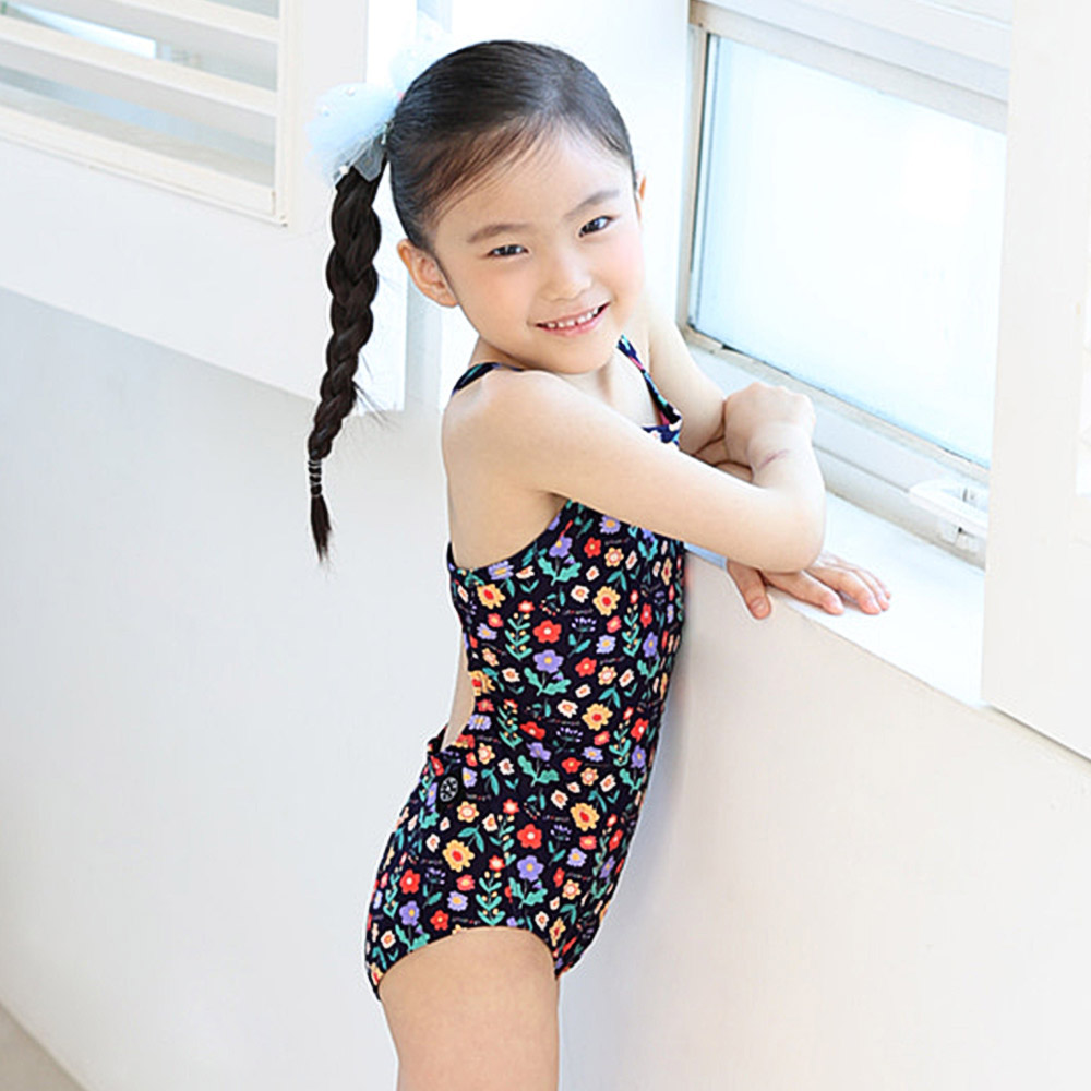LEMANGO Kids Colorful Art Garden Open Back Swimsuit dark purple [LSGON10006748 Girls' Swimwear] 디테일