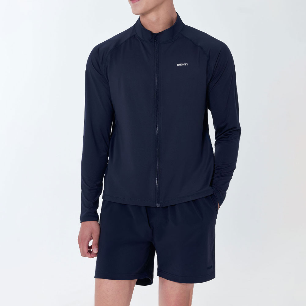 SENTI Man Classic Relax Fit Zip Front rash guard Navy [SAR-ARM22(NV) Men's Beachwear] 상품컷