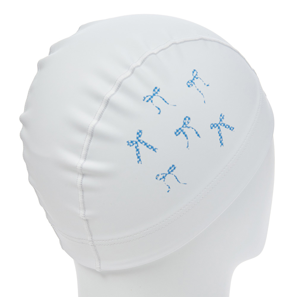 HOOG gingham Blue Ribbon Silicone Coated Swim Cap white [SCC941] 디테일