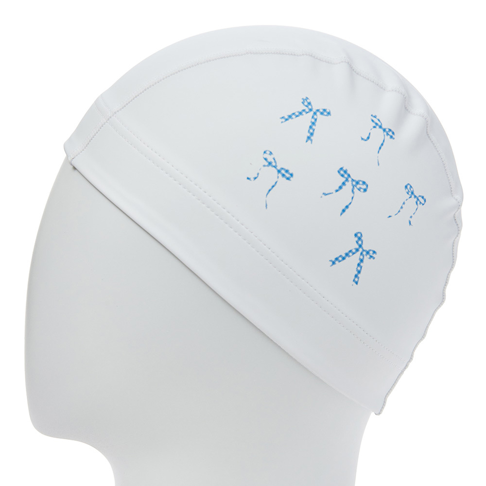 HOOG gingham Blue Ribbon Silicone Coated Swim Cap white [SCC941] 디테일